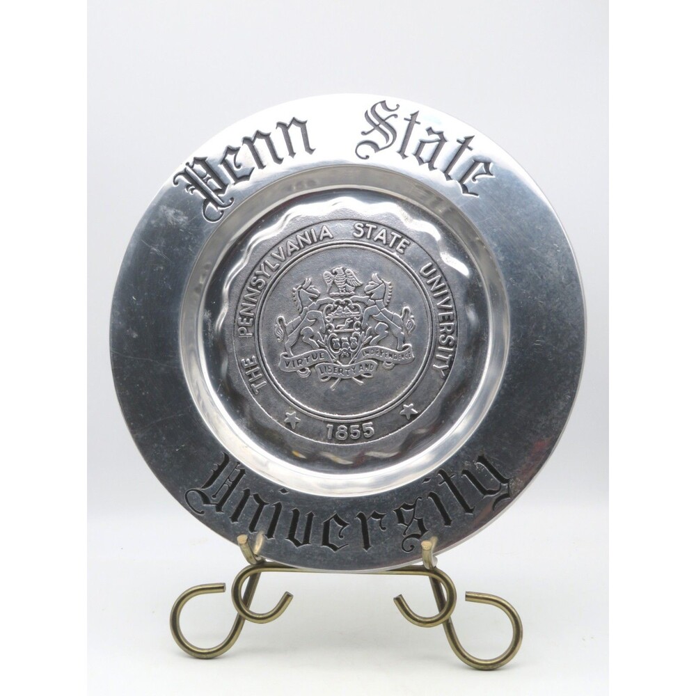Large 12" Vintage Wilton Armetale Penn State University Charger Plate Pewter RWP